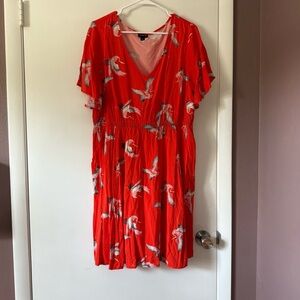 Torrid Red Crane Print Midi Dress